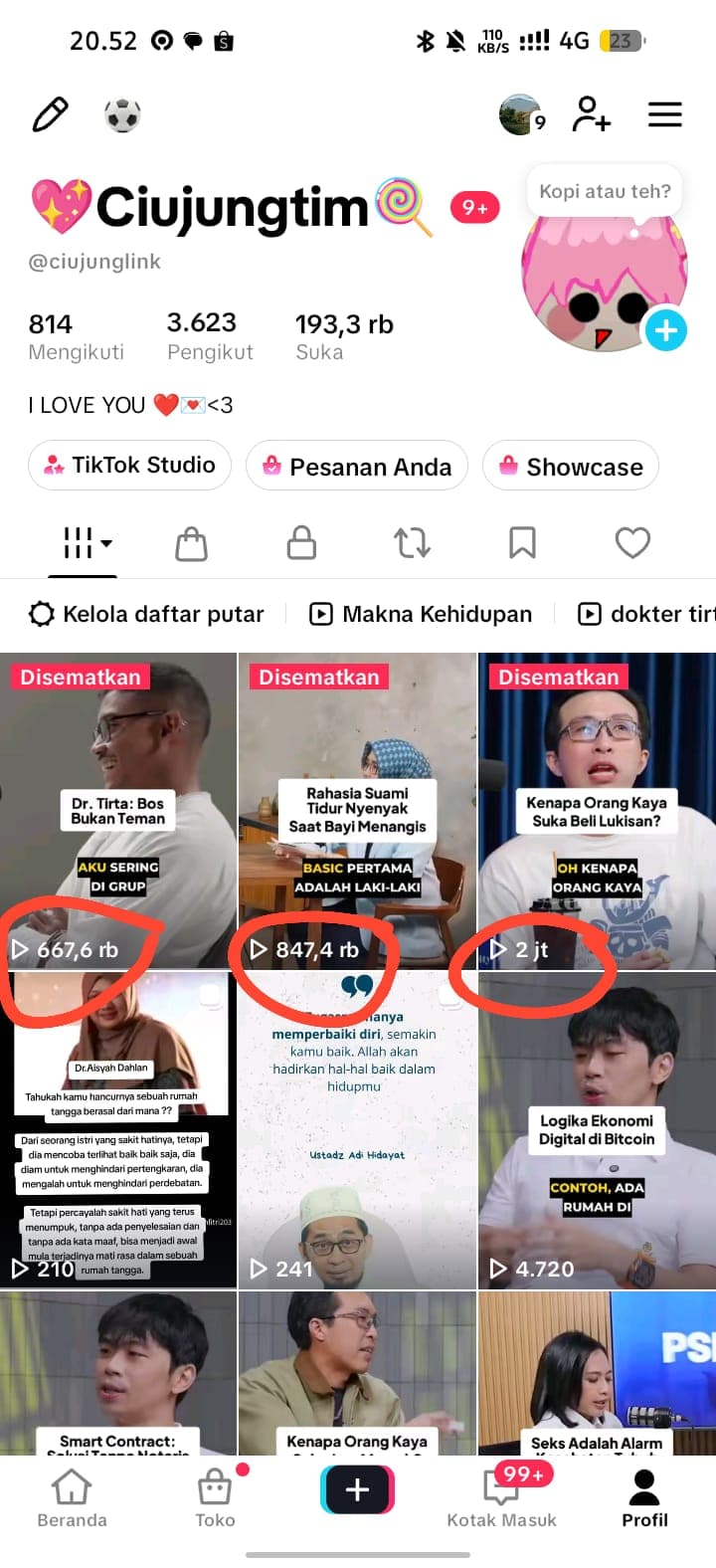 Pesan WhatsApp Ciujunglink tentang hasil pertama setelah memakai KlipAja